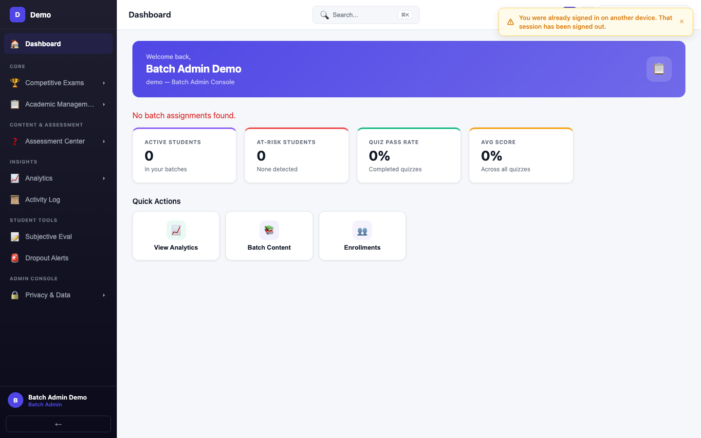 screenshot - Batch Admin Dashboard