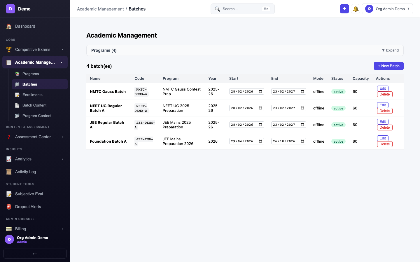 screenshot - Batch List