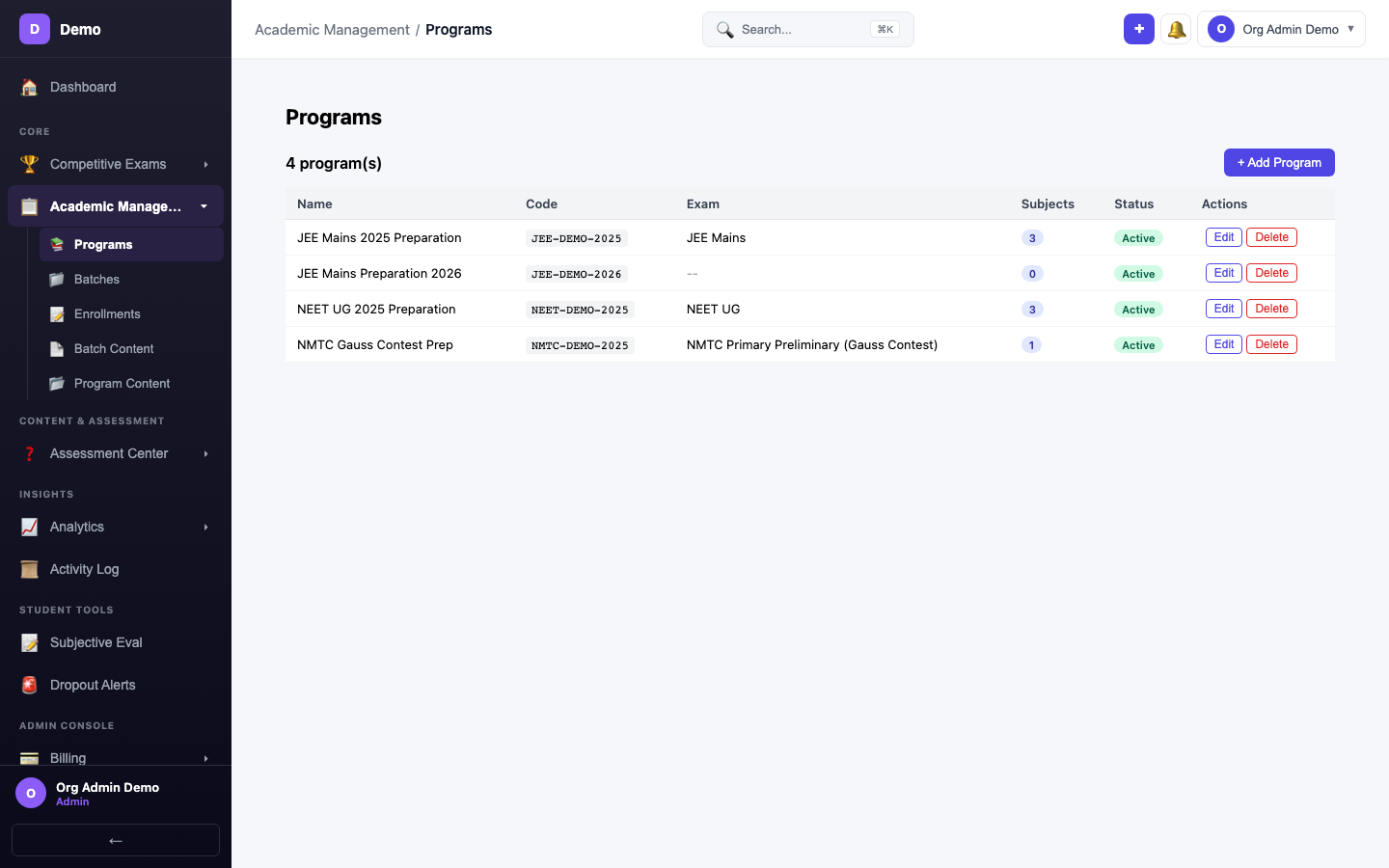 screenshot - Programs List