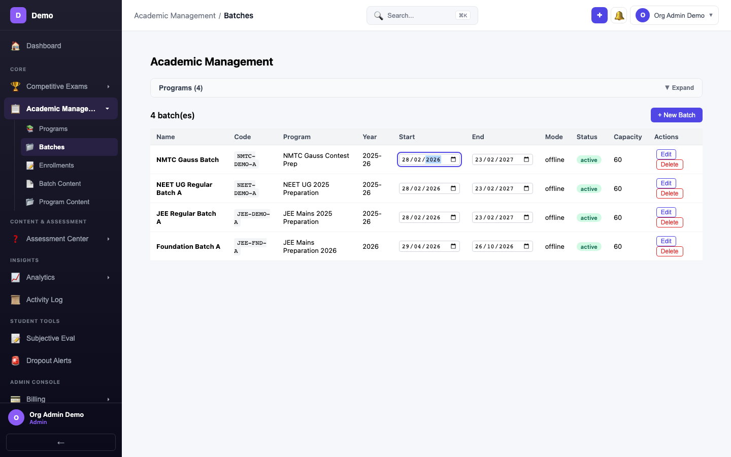 screenshot - Select Batch