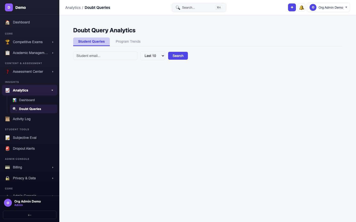 screenshot - Doubt Analytics
