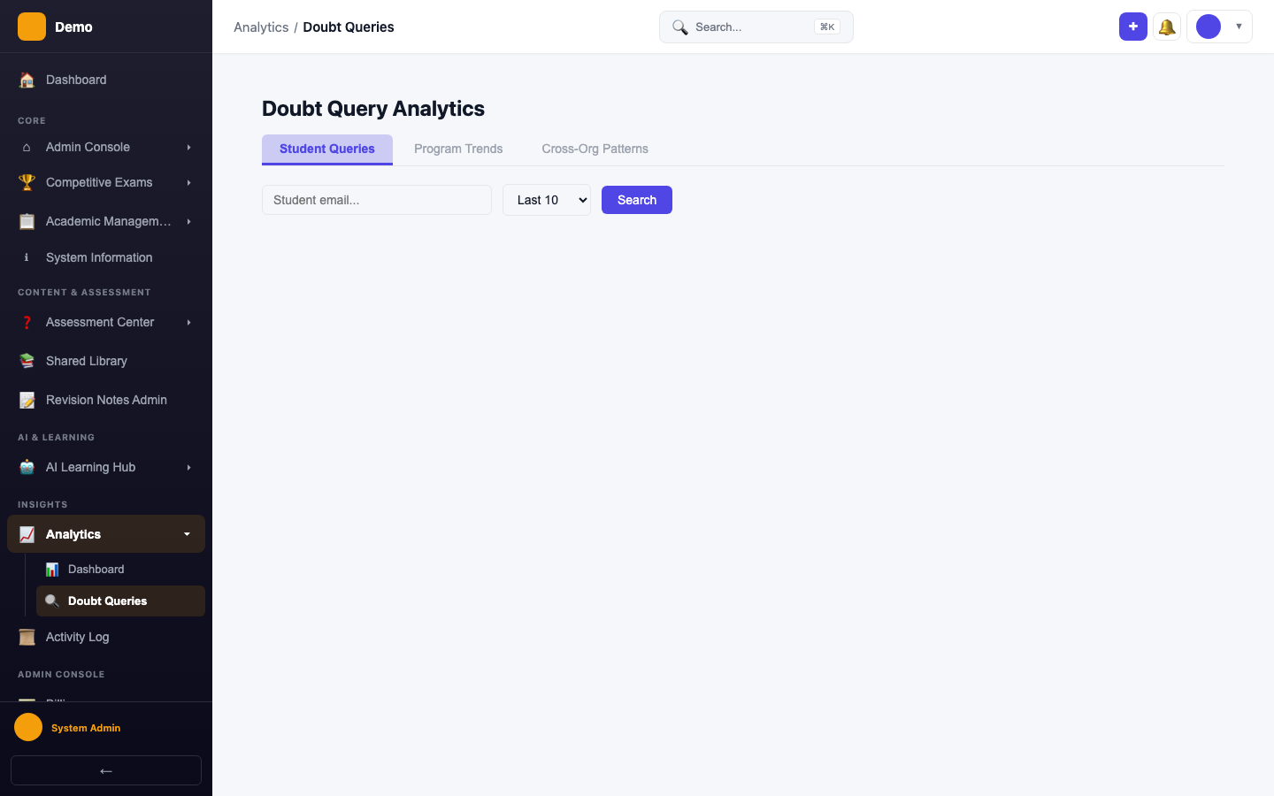 screenshot - Doubt Analytics