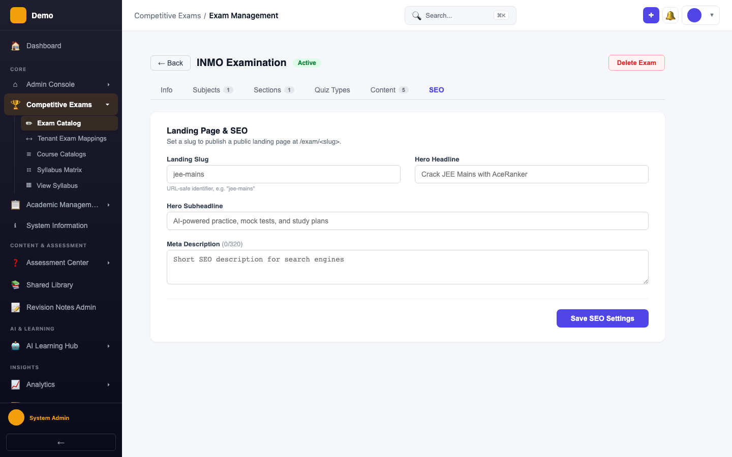 screenshot - SEO Tab