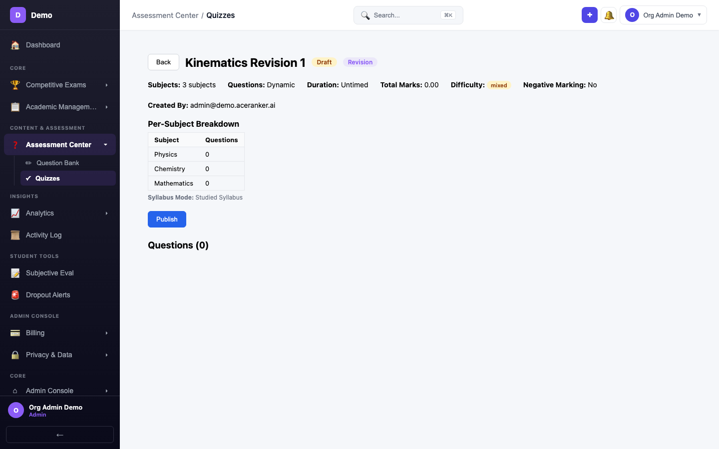 screenshot - Quiz Created